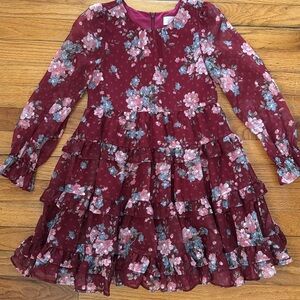 Burgundy floral dress. Size 7. By Rachel Parcell